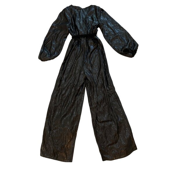 BTFL-Life Black Sequin Wide-Leg Jumpsuit M Poof Sleeves Fully Lined RV10313 NWT - Picture 14 of 15